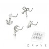 8PCS OF ASSORTED CZ DANGLE 316L SURGICAL STEEL L-SHAPE NOSE STUD BOX 8PCS OF ASSORTED CZ DANGLE 316L SURGICAL STEEL L-SHAPE NOSE STUD BOX